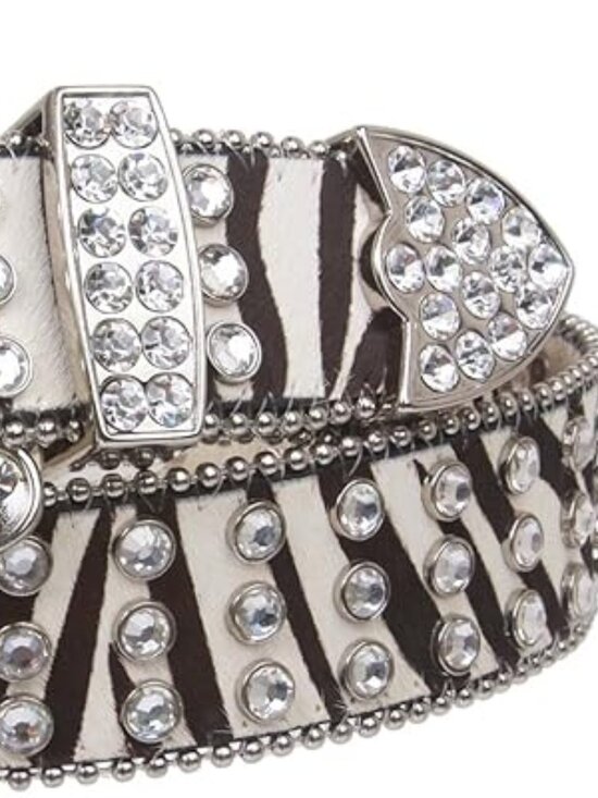 Beltiscool Cow Hair Western Rhinestone Ornaments Zebra Print Genuine Leather Bel main image 7